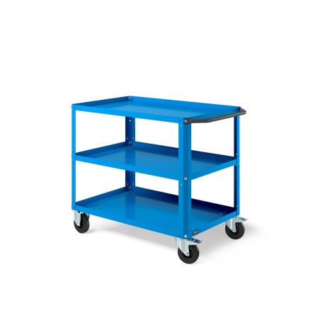 CARRELLO LARGE A 3 PIANI CON PIANO IN ACCIAIO AGGIUNTIVO BLU RAL 5012 FAMI CLEVER 1006     