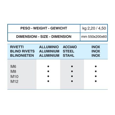 RIVETTATRICE MANUALE PER INSERTI FILETTATI SACTO CNX70